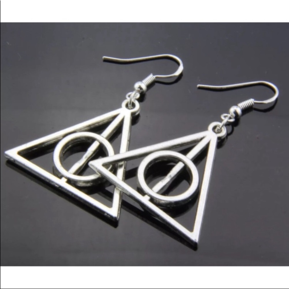 - Harry Potter Deathly Hallows Silver Earrings! NEW!